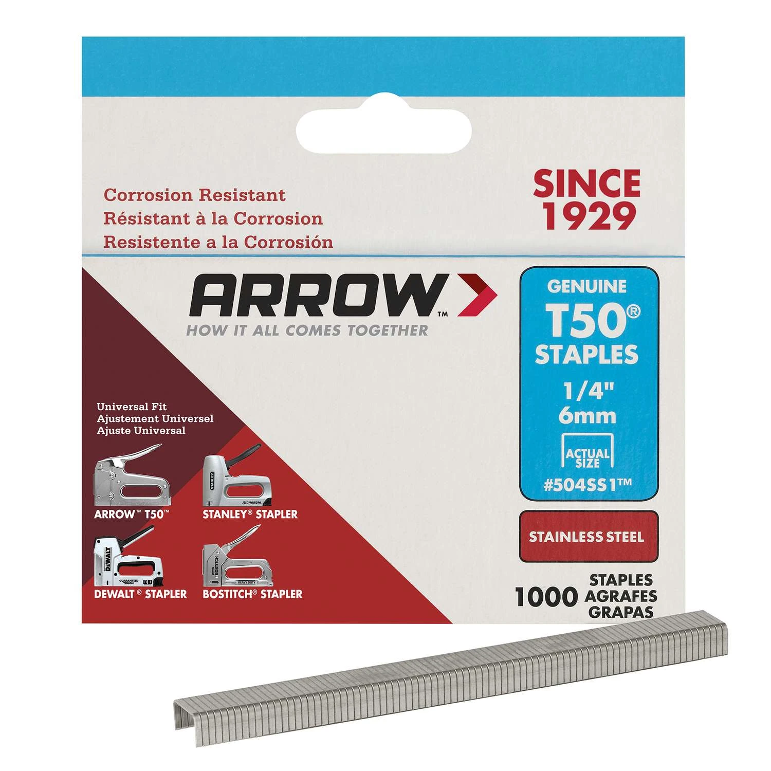 Arrow T50 3/8 In. W X 1/4 In. L 18 Ga. Flat Crown Heavy Duty Staples 1000 Pk 3 Arrow T50 3/8 In. W X 1/4 In. L 18 Ga. Flat Crown Heavy Duty Staples 1000 Pk