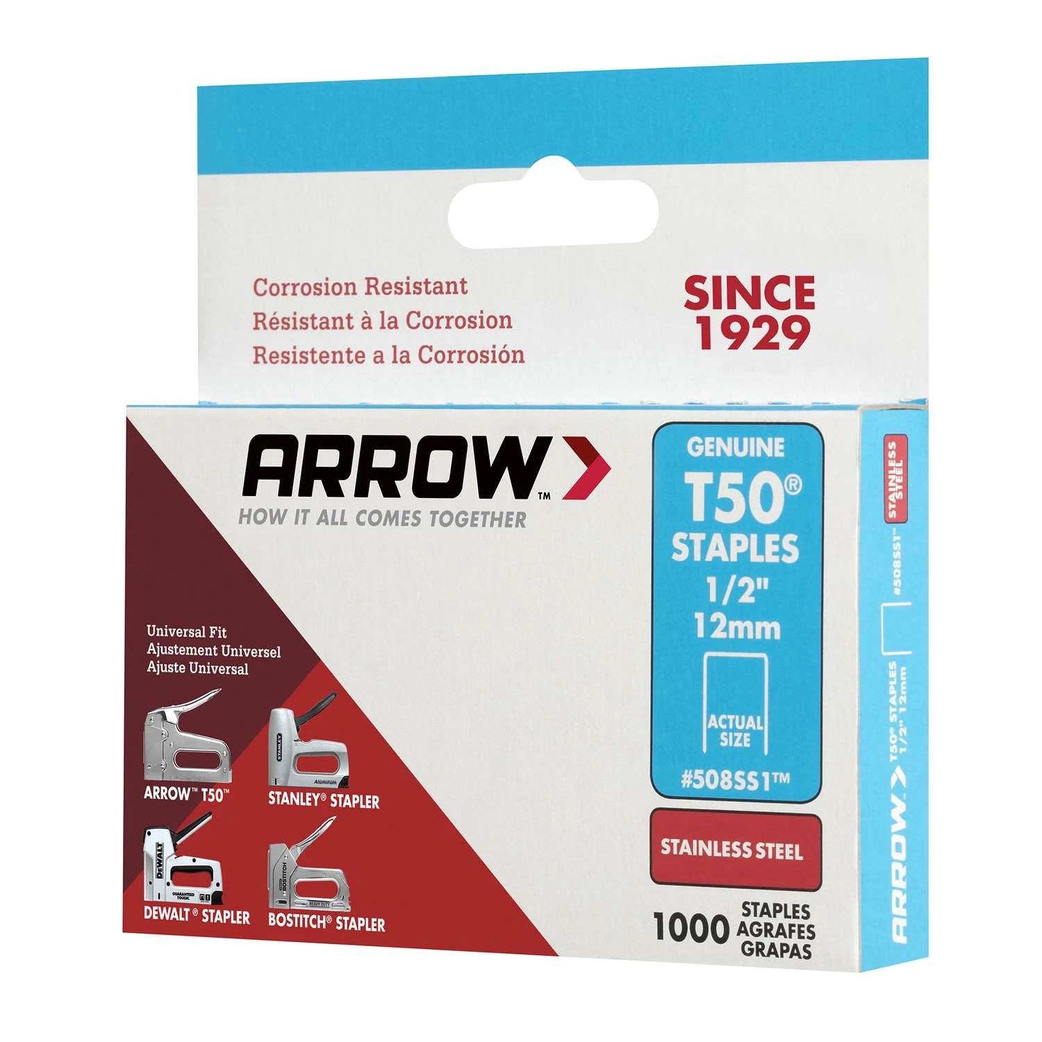 Arrow T50 3/8 In. W X 1/2 In. L 18 Ga. Flat Crown Heavy Duty Staples 1000 Pk 7 Arrow T50 3/8 In. W X 1/2 In. L 18 Ga. Flat Crown Heavy Duty Staples 1000 Pk - Image 5