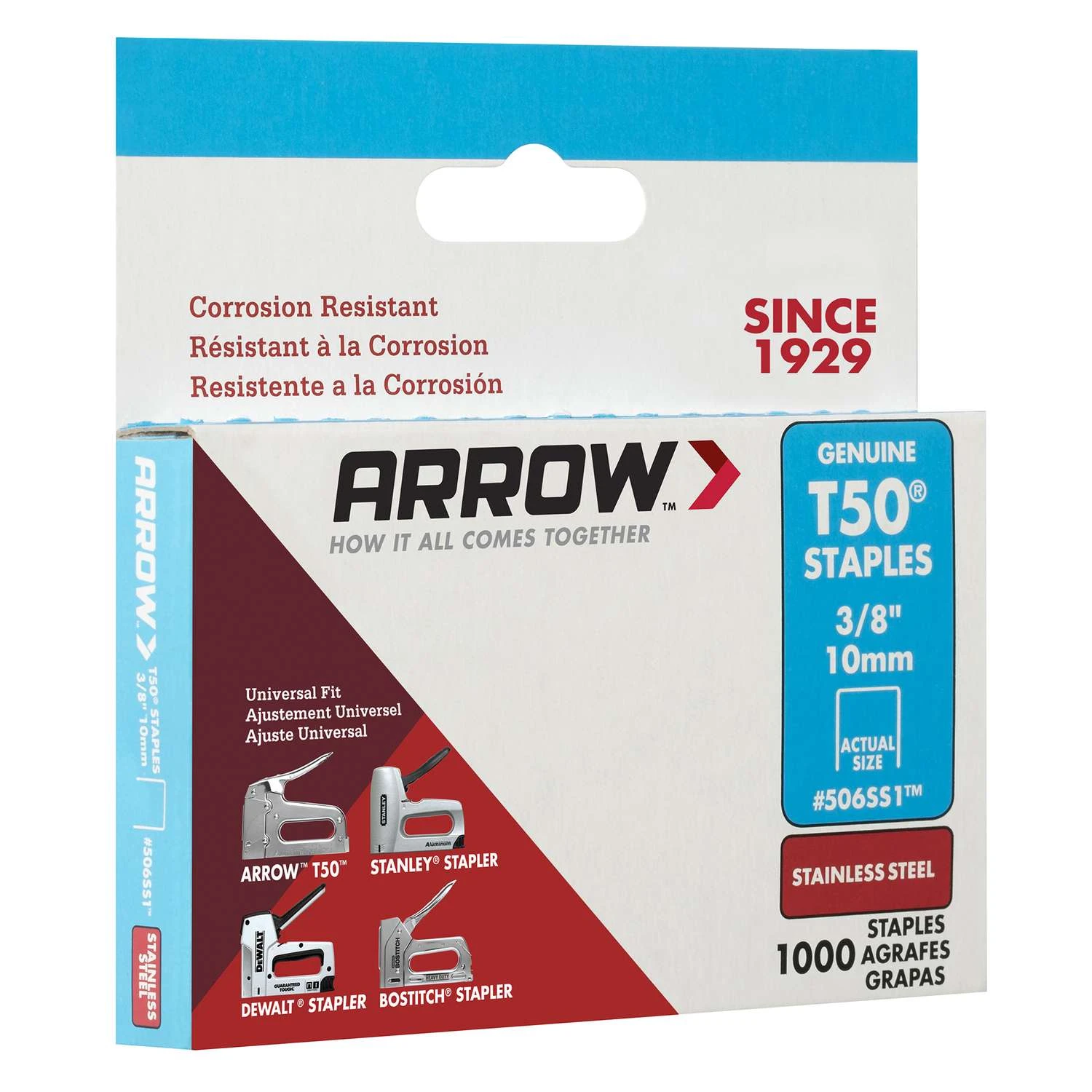 Arrow T50 3/8 In. W X 3/8 In. L 18 Ga. Flat Crown Heavy Duty Staples 1000 Pk 8 Arrow T50 3/8 In. W X 3/8 In. L 18 Ga. Flat Crown Heavy Duty Staples 1000 Pk - Image 6