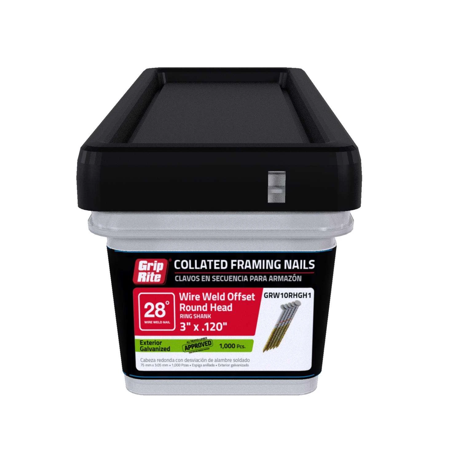 Grip-Rite 3 In. Angled Strip Hot-Dip Galvanized Framing Nails 28 Deg 1000 Pk 3 Grip-Rite 3 In. Angled Strip Hot-Dip Galvanized Framing Nails 28 Deg 1000 Pk