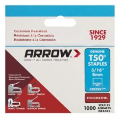 Arrow T50 3/8 In. W X 5/16 In. L 18 Ga. Flat Crown Heavy Duty Staples 1000 Pk 9 Arrow T50 3/8 In. W X 5/16 In. L 18 Ga. Flat Crown Heavy Duty Staples 1000 Pk -Senco Arrow Shop d8f134cb e8fa 4d07 a14a cba67eb319cb