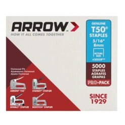 Arrow T50 3/8 In. W X 5/16 In. L 18 Ga. Flat Crown Heavy Duty Staples 5000 Pk 10 Arrow T50 3/8 In. W X 5/16 In. L 18 Ga. Flat Crown Heavy Duty Staples 5000 Pk -Senco Arrow Shop db901fbf 1e1d 4a97 ae39 2c4998abf886