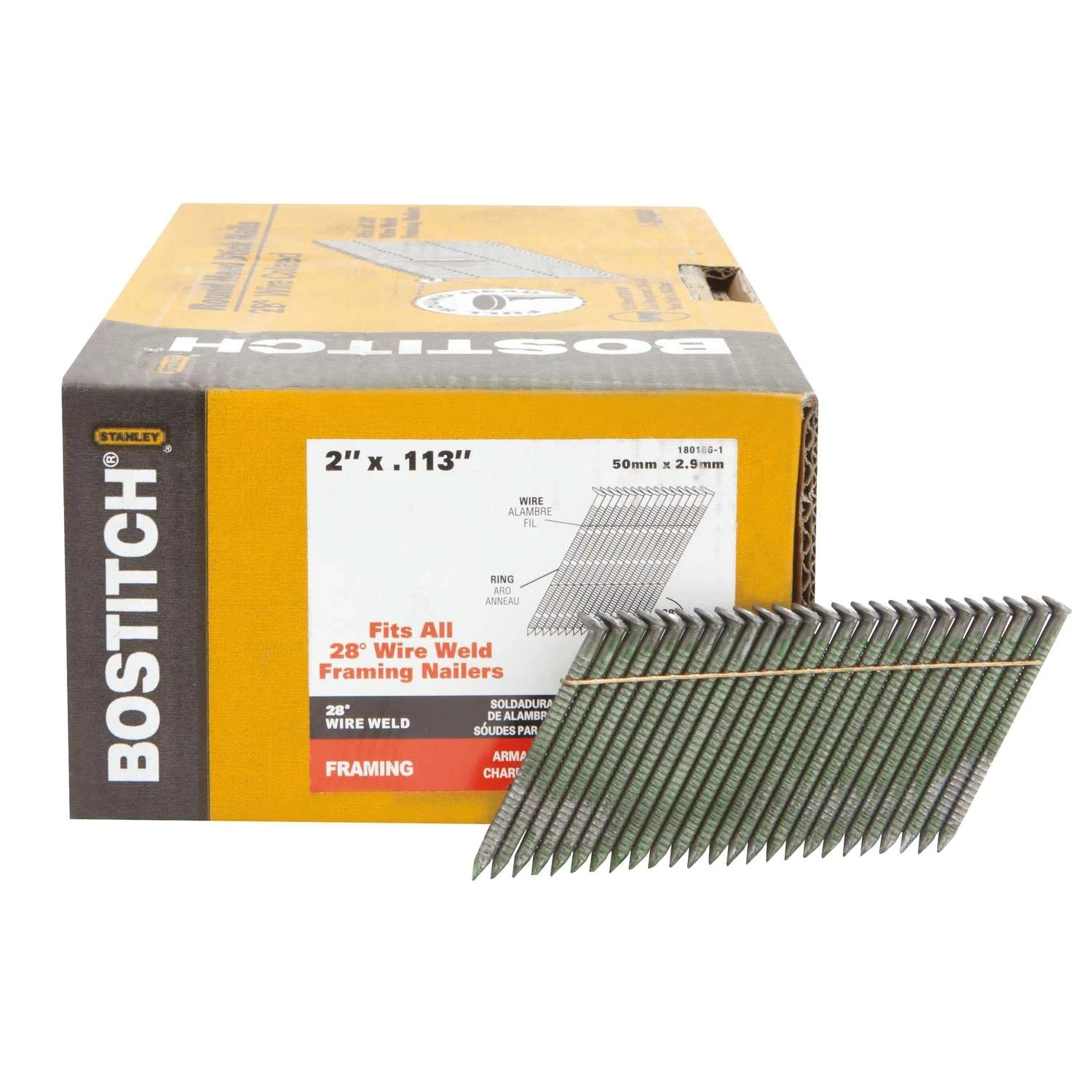 Bostitch 2 In. 11 Ga. Wire Strip Coated Framing Nails 28 Deg 2,000 Pk 3 Bostitch 2 In. 11 Ga. Wire Strip Coated Framing Nails 28 Deg 2,000 Pk