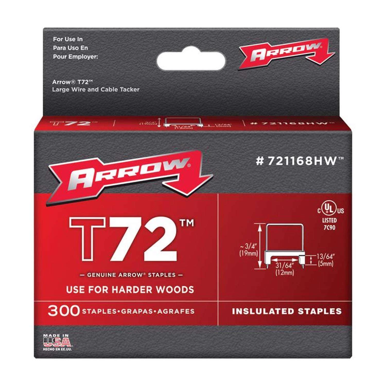 Arrow T72 31/64 In. W X 3/4 In. L 15 Ga. Wide Crown Insulated Staples 300 Pk 3 Arrow T72 31/64 In. W X 3/4 In. L 15 Ga. Wide Crown Insulated Staples 300 Pk