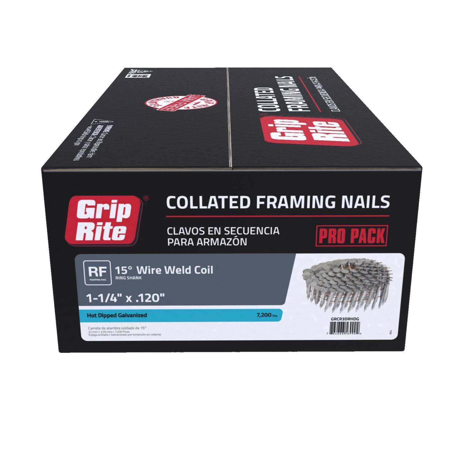 Grip-Rite 1-1/4 In. 11 Ga. Angled Strip Hot-Dip Galvanized Roofing Nails 15 Deg 7200 Pk 4 Grip-Rite 1-1/4 In. 11 Ga. Angled Strip Hot-Dip Galvanized Roofing Nails 15 Deg 7200 Pk - Image 2