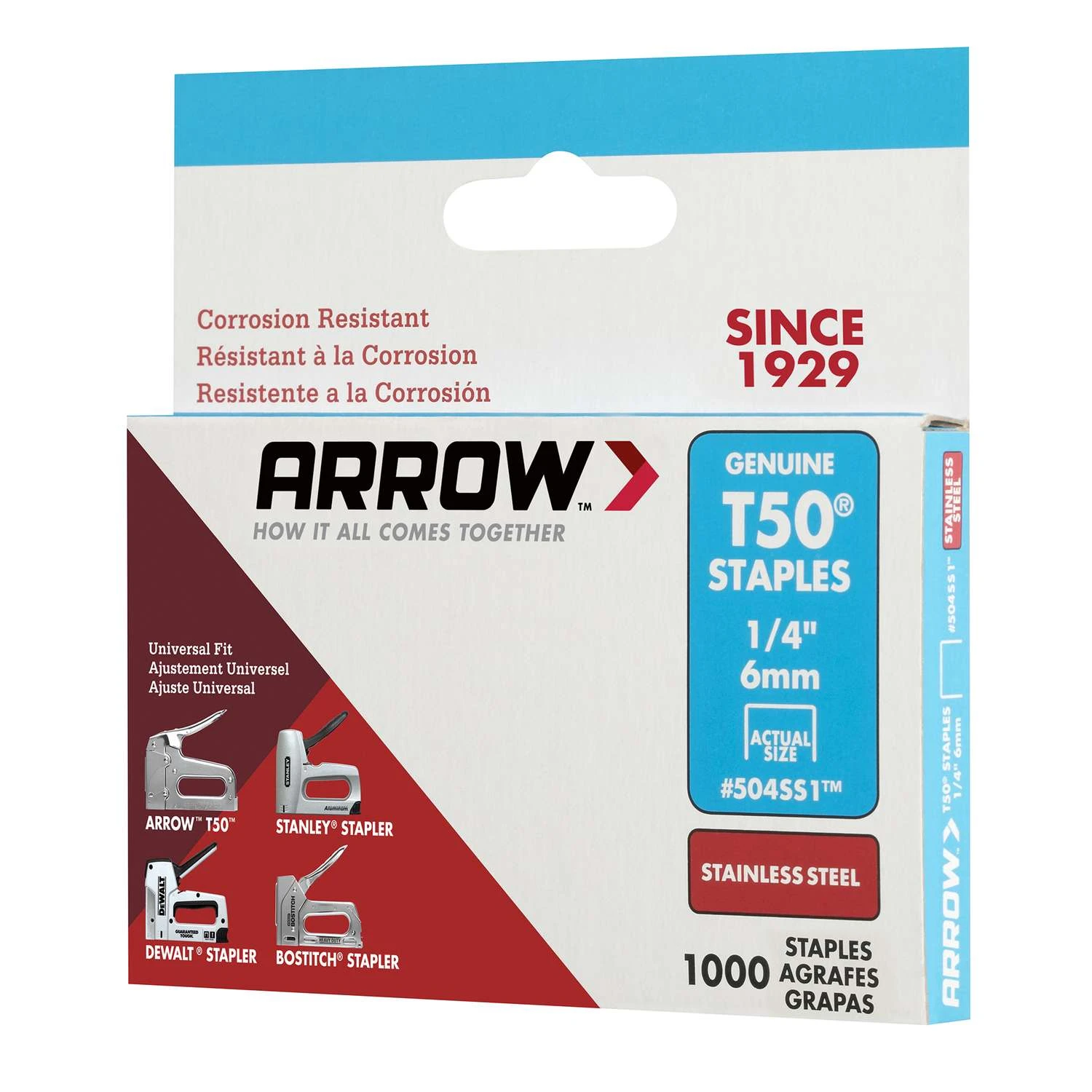 Arrow T50 3/8 In. W X 1/4 In. L 18 Ga. Flat Crown Heavy Duty Staples 1000 Pk 7 Arrow T50 3/8 In. W X 1/4 In. L 18 Ga. Flat Crown Heavy Duty Staples 1000 Pk - Image 5