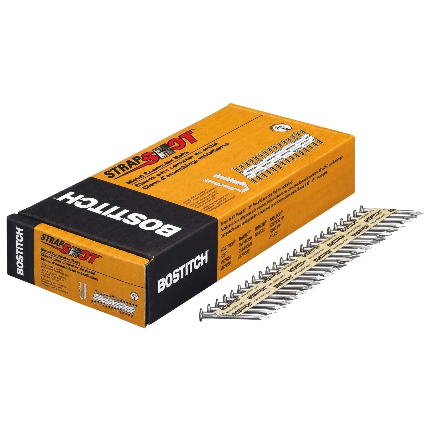 Bostitch 1-1/2 In. 10 Ga. Straight Strip Brite Metal Connector Nails 35 Deg 500 Pk 3 Bostitch 1-1/2 In. 10 Ga. Straight Strip Brite Metal Connector Nails 35 Deg 500 Pk