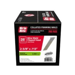 Grip-Rite 2-3/8 In. 11-1/2 Ga. Angled Strip Hot-Dip Galvanized Framing Nails 28 Deg 2500 Pk