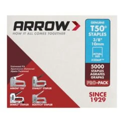 Arrow T50 3/8 In. W X 3/8 In. L 18 Ga. Flat Crown Heavy Duty Staples 5000 Pk 10 Arrow T50 3/8 In. W X 3/8 In. L 18 Ga. Flat Crown Heavy Duty Staples 5000 Pk -Senco Arrow Shop f85ab908 7044 4796 b4b2 822ae1b095db