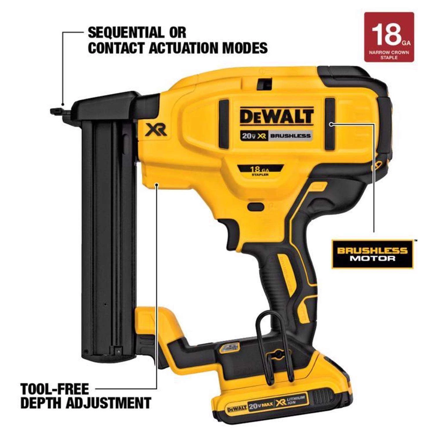 DeWalt 20V MAX XR 18 Ga. Cordless Tacker 20 V 4 DeWalt 20V MAX XR 18 Ga. Cordless Tacker 20 V - Image 2