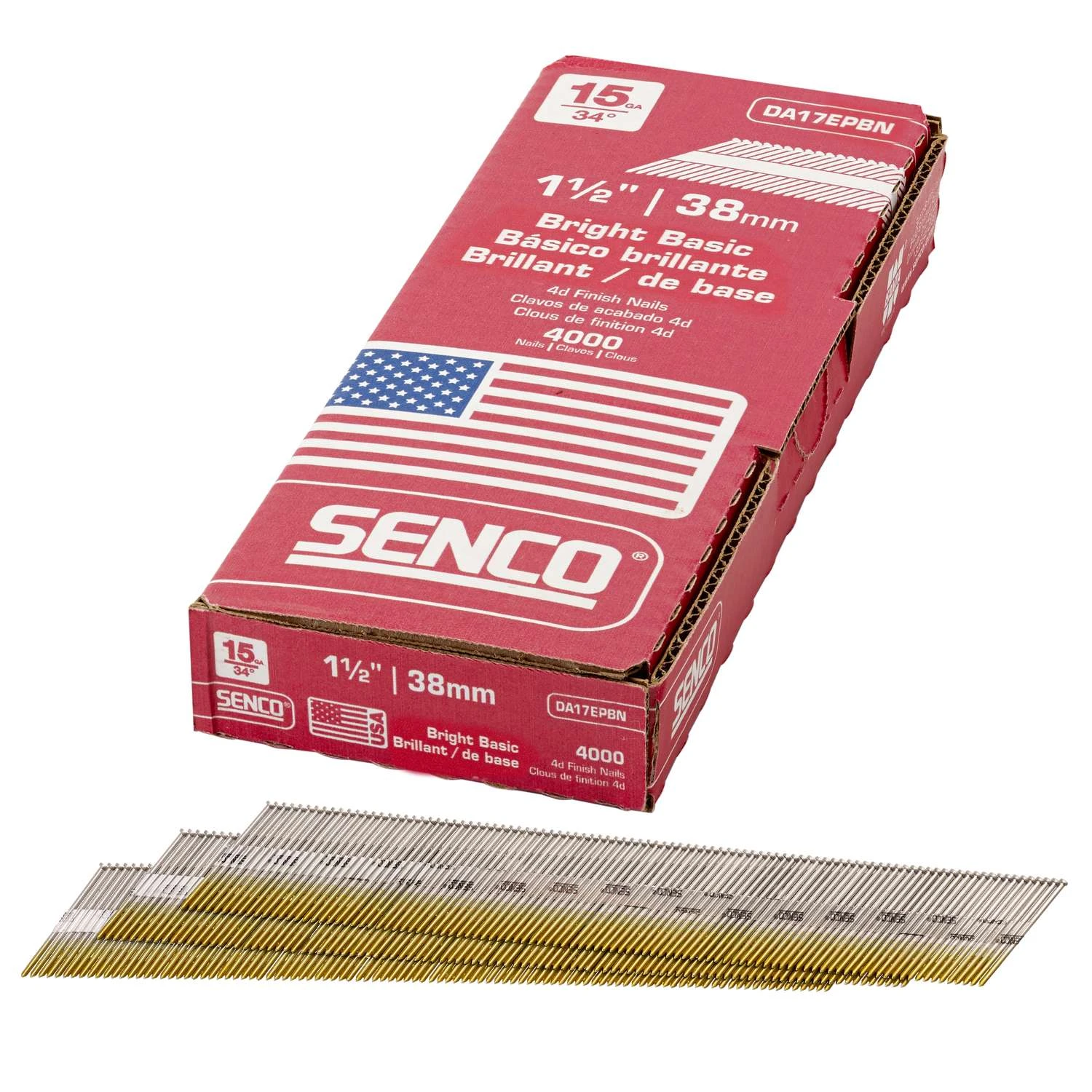 Senco 1-1/2 In. 15 Ga. Angled Strip Bright Finish Nails 34 Deg 4000 Pk 4 Senco 1-1/2 In. 15 Ga. Angled Strip Bright Finish Nails 34 Deg 4000 Pk - Image 2
