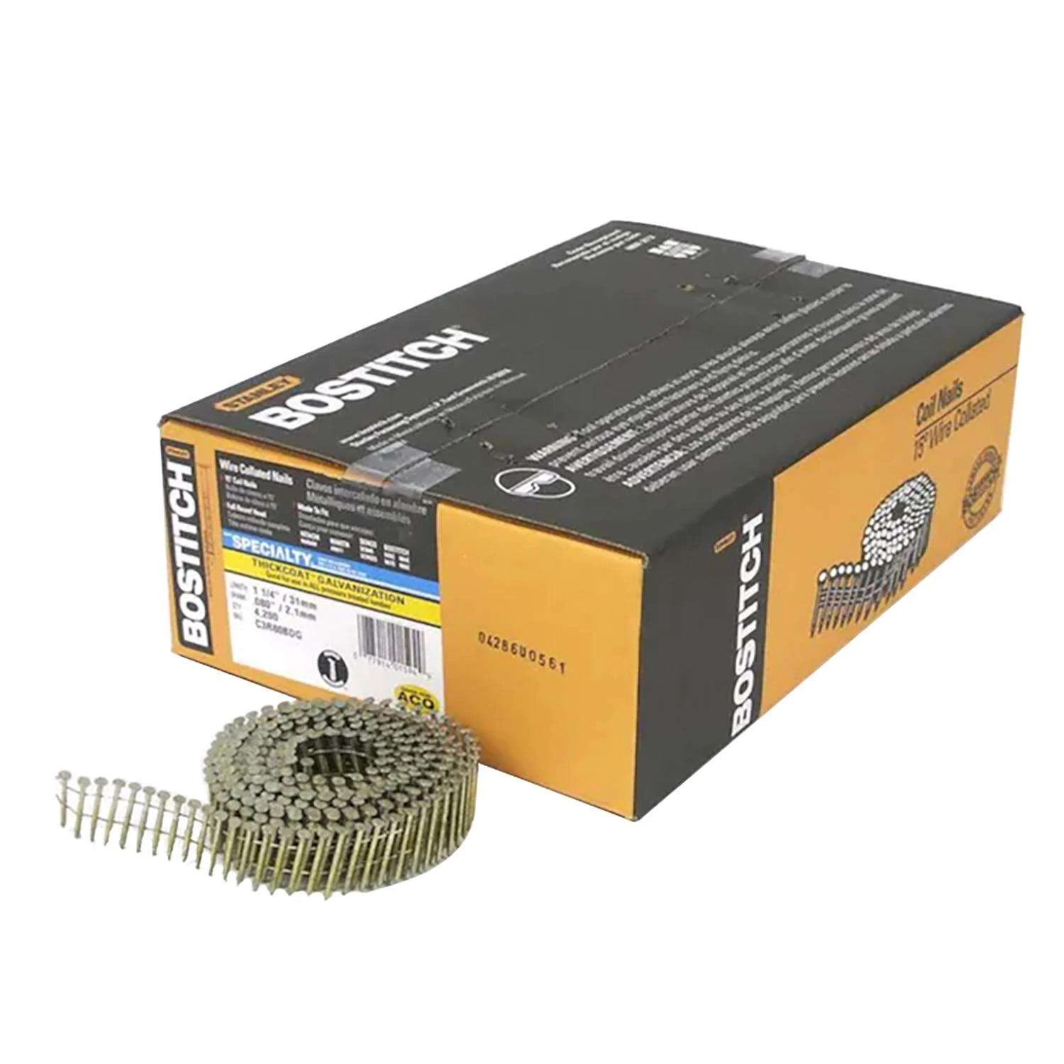 Bostitch 1-1/4 In. 11 Ga. Angled Coil Galvanized Siding Nails 15 Deg 4,200 Pk 3 Bostitch 1-1/4 In. 11 Ga. Angled Coil Galvanized Siding Nails 15 Deg 4,200 Pk