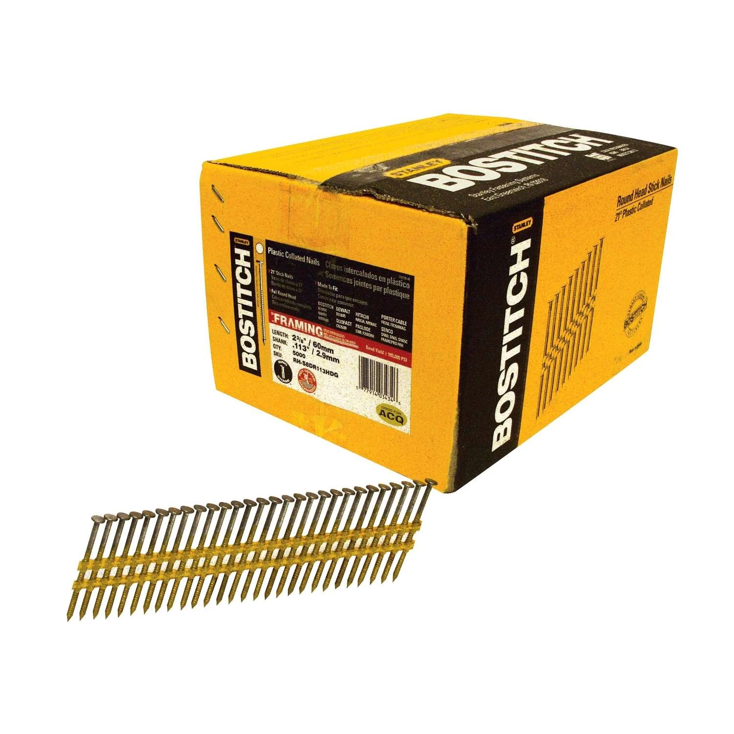 Stanley Bostitch 2-3/8 In. 10 Ga. Plastic Strip Hot-Dip Galvanized Framing Nails 21 Deg 5,000 Pk 3 Stanley Bostitch 2-3/8 In. 10 Ga. Plastic Strip Hot-Dip Galvanized Framing Nails 21 Deg 5,000 Pk