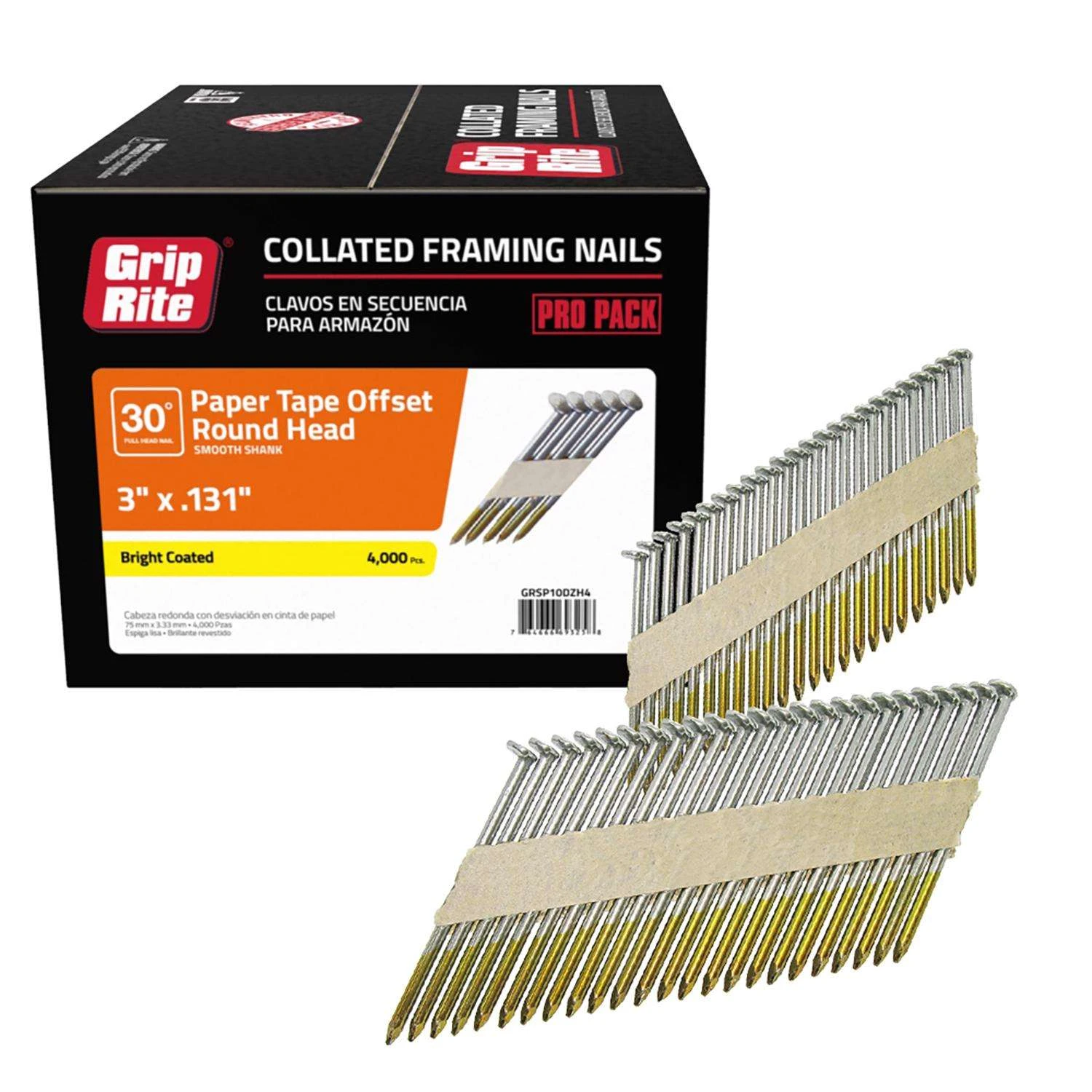 Grip-Rite 3 In. Angled Strip Bright Framing Nails 30 Deg 4000 Pk 4 Grip-Rite 3 In. Angled Strip Bright Framing Nails 30 Deg 4000 Pk - Image 2